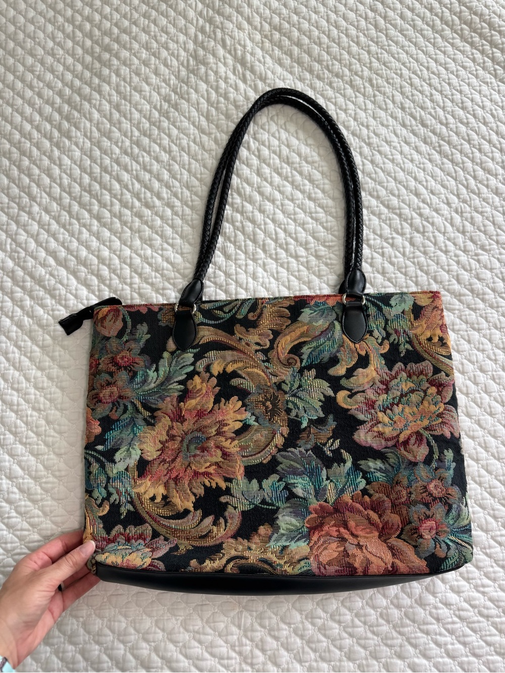 Coldwater Creek Floral Tapestry Tote Bag